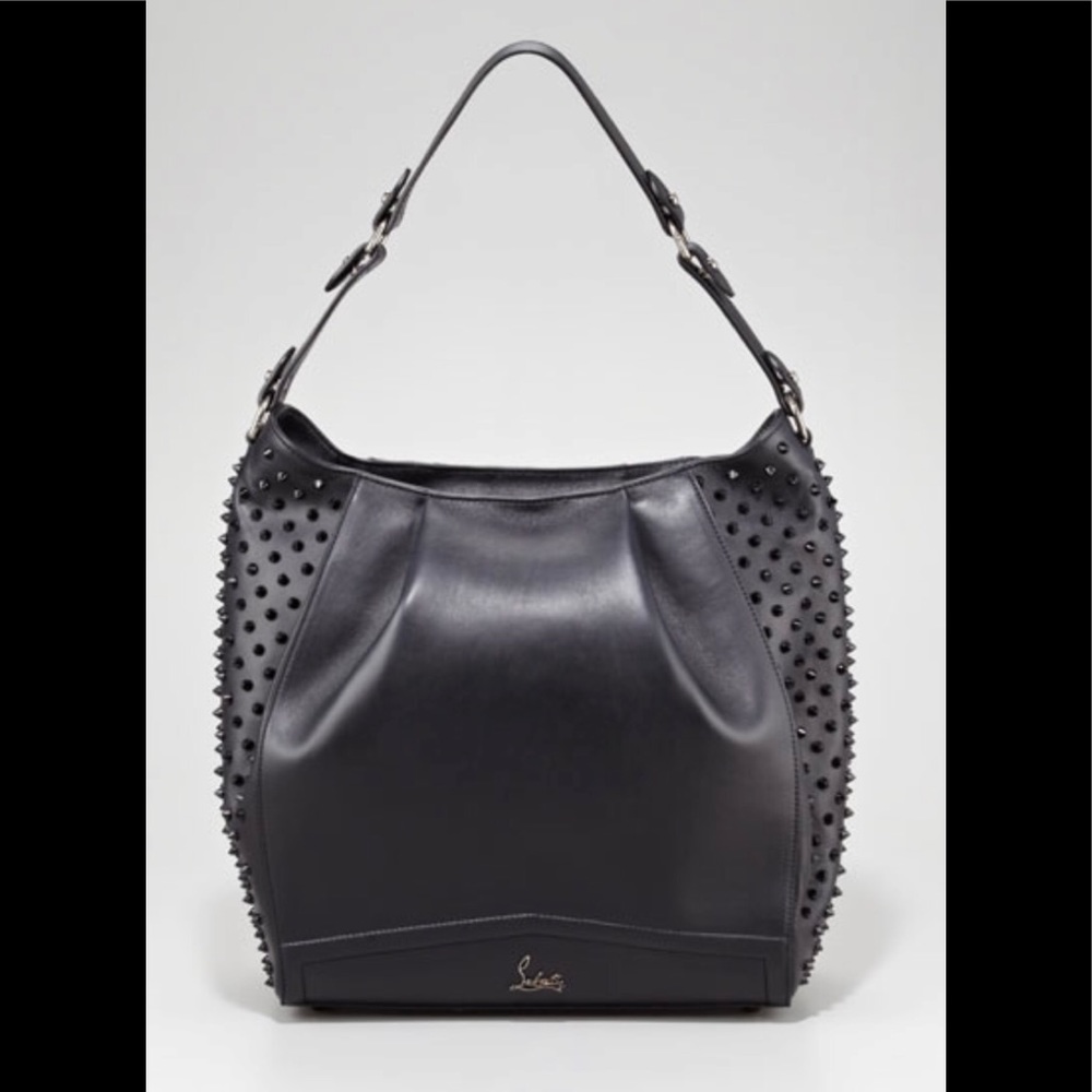 Christian Louboutin Black Justine Spiked Hobo Bag